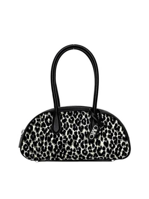 Other Designers Michael Kors Lulu Small Leopard Print Calf Hair Satchel