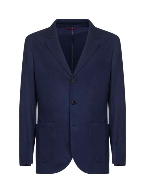 Brunello Cucinelli Brunello Cucinelli Men Blue Cashmere Jersey Blazer