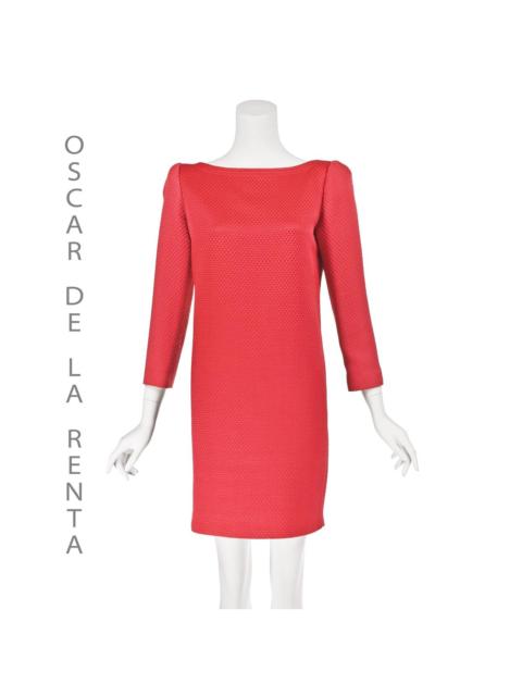 Oscar de la Renta Vintage Coral Dobby Fabric Mini Dress