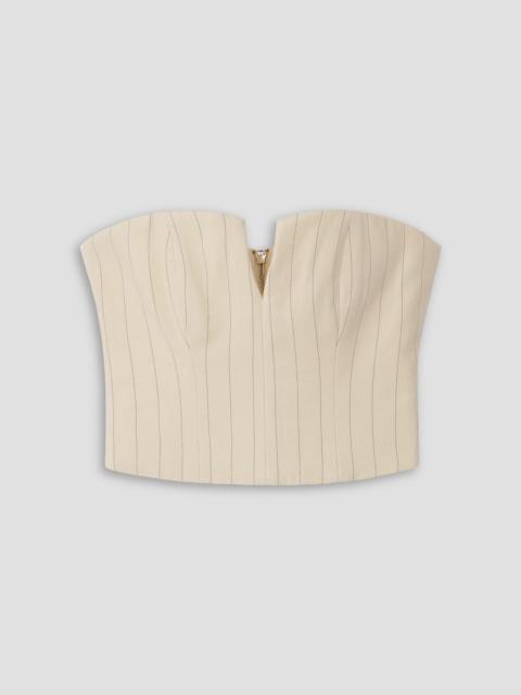 Zimmermann Luminosity pinstriped wool and cotton-blend herringbone bustier top
