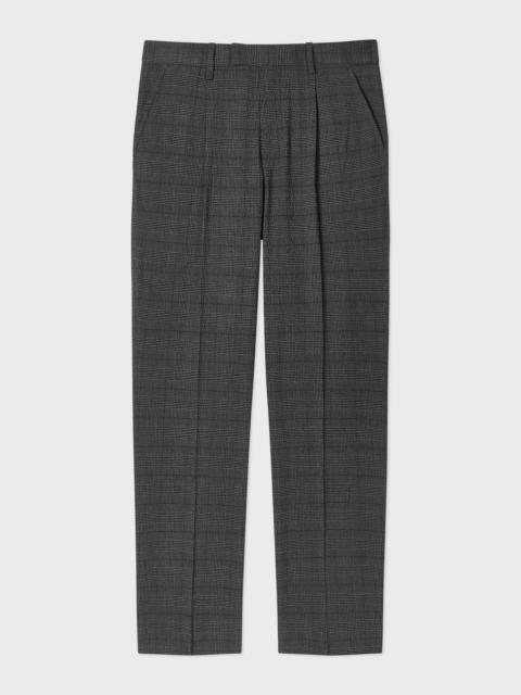 Paul Smith Grey Textured-Cotton Check Pleated Trousers