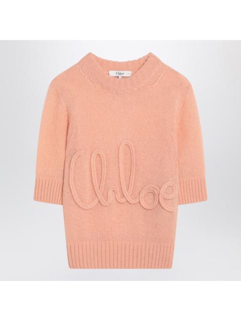 Chloé Peach-colored top with logo embroidery