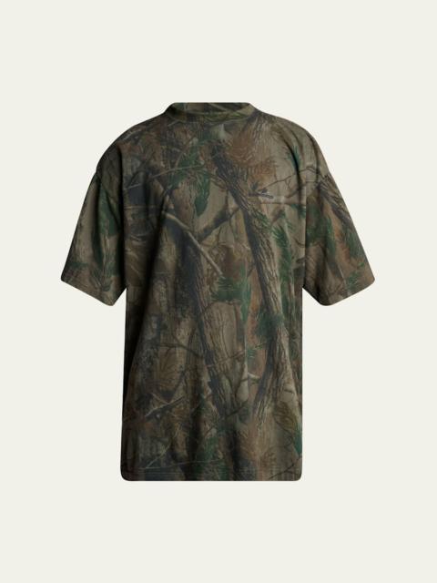 BALENCIAGA Men's Camouflage Jersey Sports Logo T-Shirt