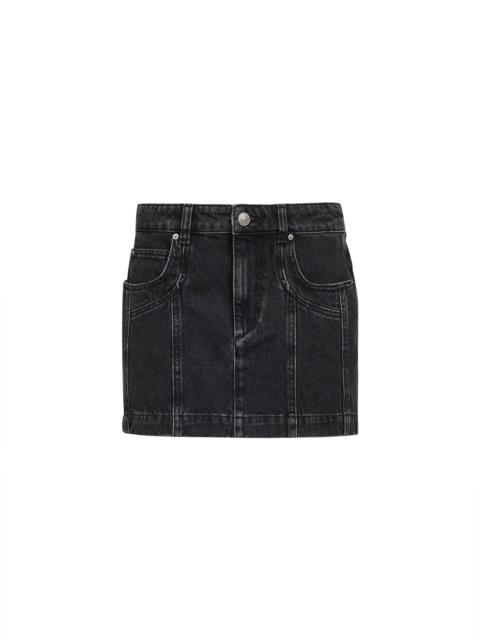 Isabel Marant Étoile Black faded denim Juana mini skirt