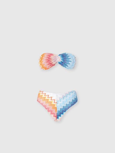 Missoni Bandeau bikini in zig zag lamé viscose blend