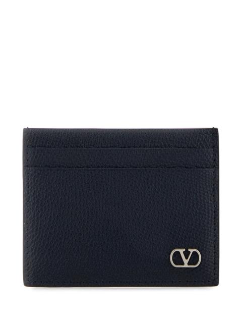Valentino Midnight blue leather VLogo Signature card holder