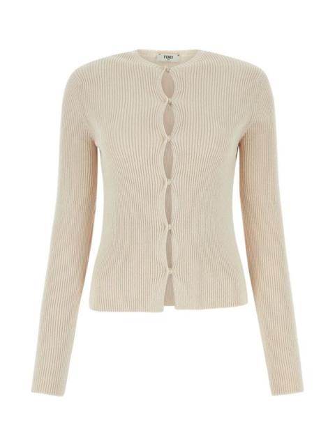 FENDI Fendi Woman Sand Cotton Blend Cardigan