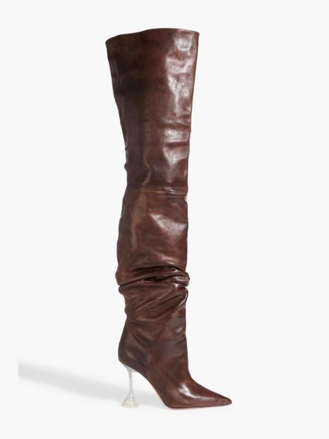 Amina Muaddi Olivia Glass leather thigh boots