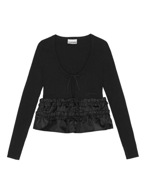 GANNI ruffle-hem blouse