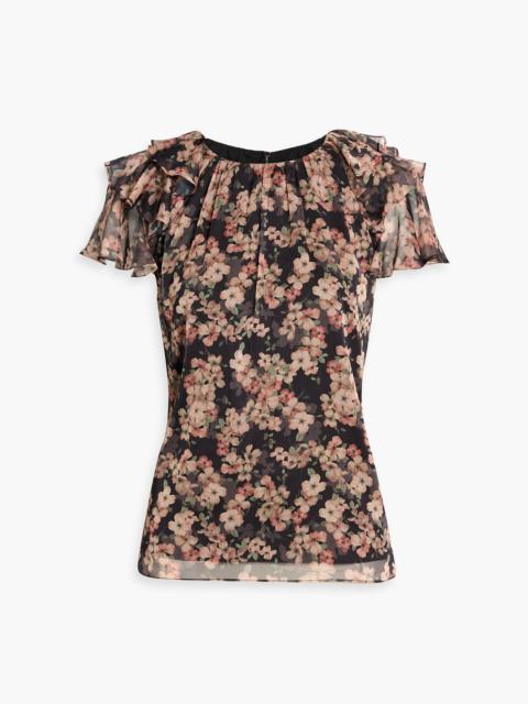 Other Designers Ruffled floral-print georgette top