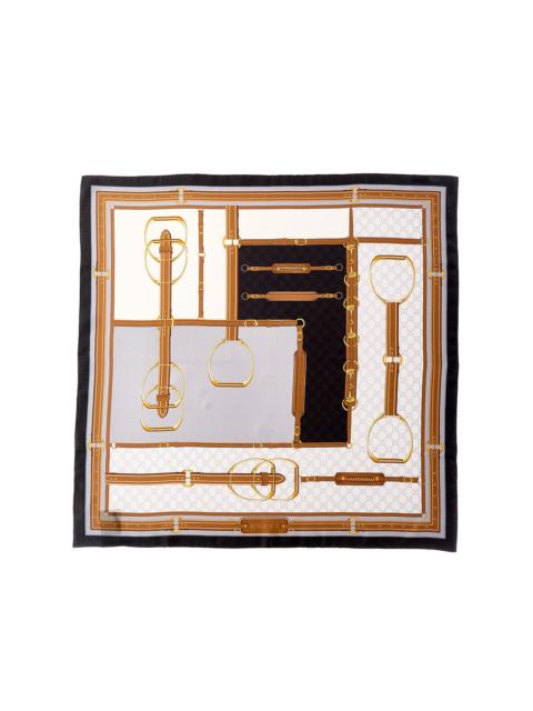 GUCCI Gucci Horsebit & GG Print Silk Scarf