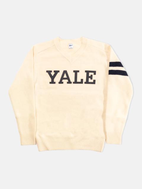 J. PRESS YALE WOOL VARSITY V-NECK SWEATER
