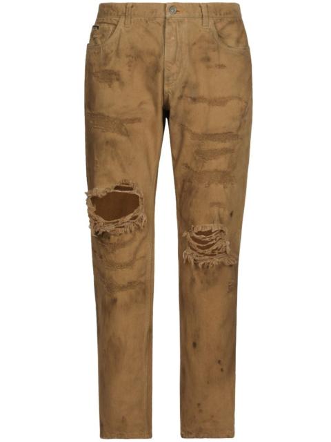 Dolce & Gabbana ripped slim-fit jeans
