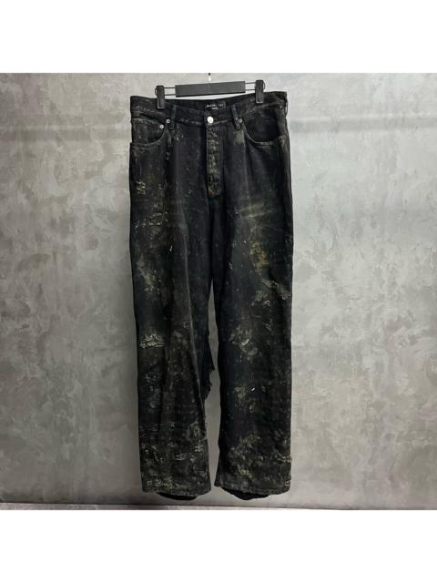 BALENCIAGA Balenciaga Blue-Tinted Distressed and Soiled-Effect Straight-Leg Pocket Jeans