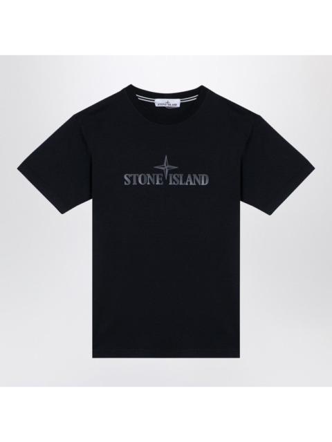 Stone Island Navy Blue Cotton T-Shirt With Logo Men