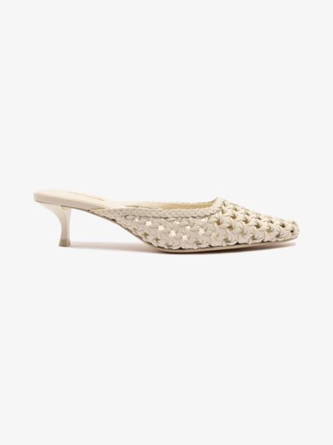 Larroudé Amal Macrame Mule In Ivory Leather