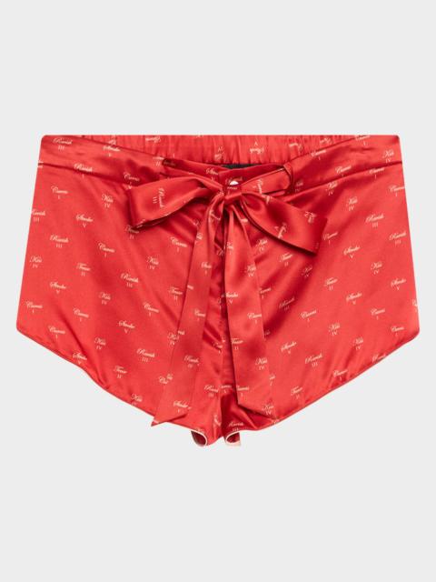KIKI DE MONTPARNASSE Kiss-Print Silk Lounge Shorts