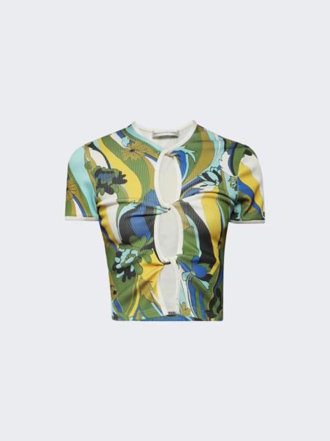 CHRISTOPHER ESBER Open Twist Tee Acidic Floral Print