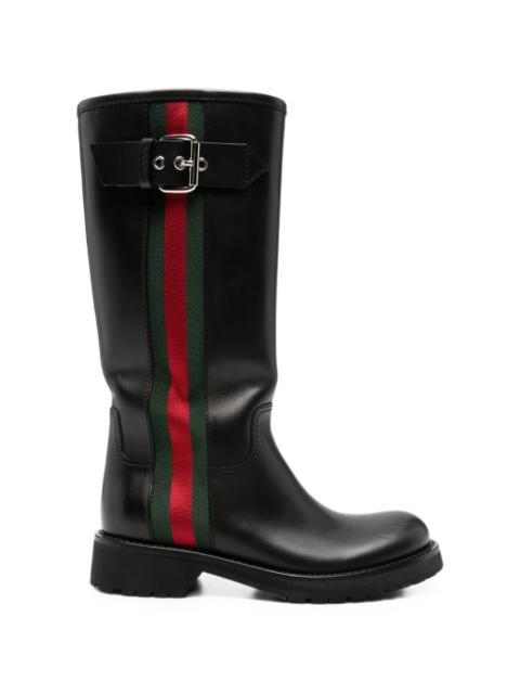 GUCCI Gucci Women Web Detail Leather Boots