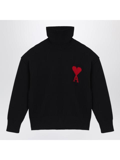 AMI Paris Ami Paris Black Ami De Coeur Turtleneck Sweater Men
