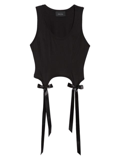 Simone Rocha Simone Rocha Easy Bow Tails Cotton Tank in Black at Nordstrom