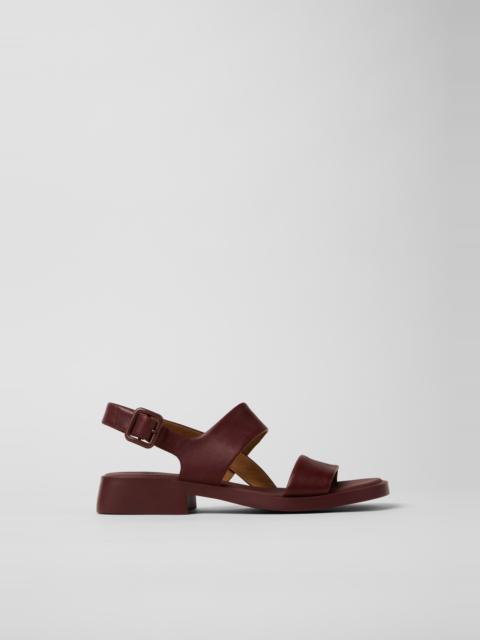 CAMPERLAB Burgundy Leather Sandals for Women.