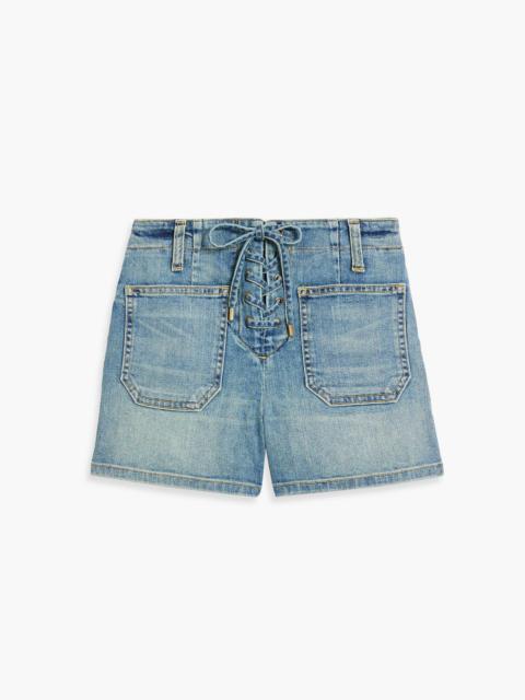 NILI LOTAN Romane lace-up denim shorts
