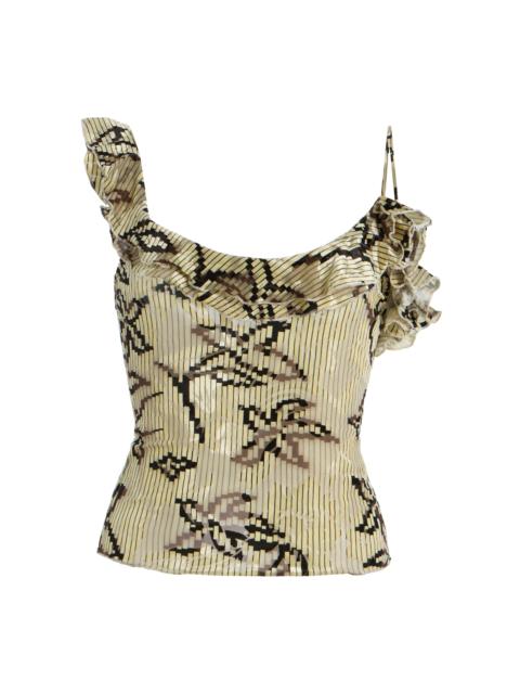 SIEDRÉS Arla Ruffled Velvet Devoré Top multi
