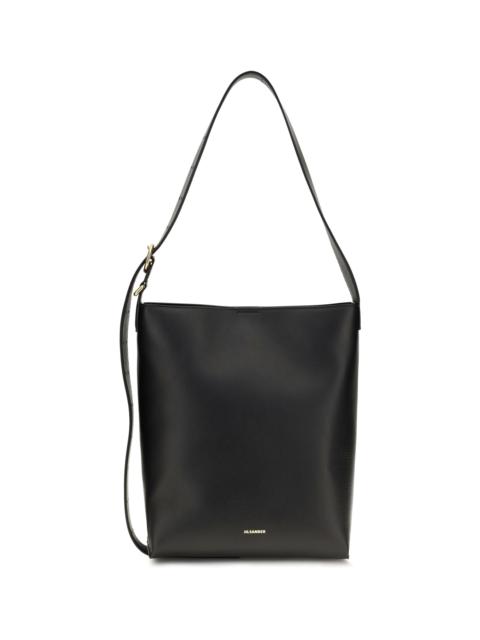 Jil Sander Jil Sander Cannolo Leather Shoulder Bag Black