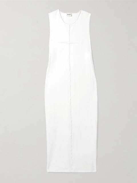 KHAITE Hal paneled cotton-jersey midi dress White
