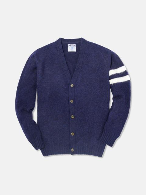 J. PRESS MADE-IN-SCOTLAND BLUE SHAGGY DOG UNIVERSITY CARDIGAN