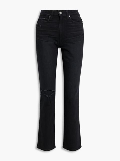 PAIGE Knockout distressed high-rise straight-leg jeans