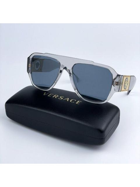 VERSACE NEW Versace VE4436U 530580 Transparent Gray Blue Pilot Men Sunglasses