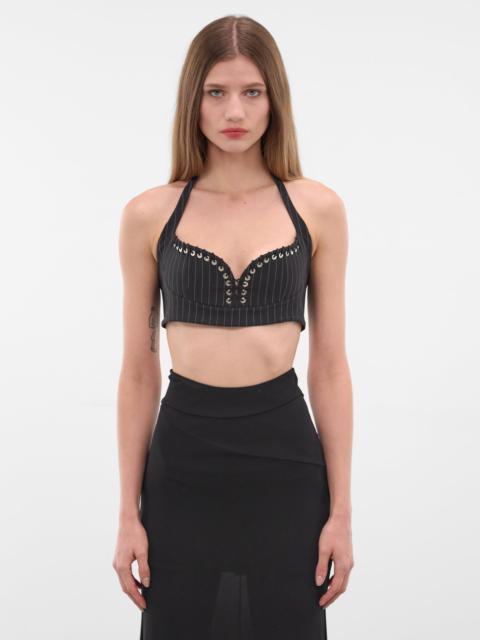 LUDOVIC DE SAINT SERNIN Robin Black Wool Pinstripe Bra