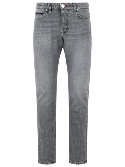 PHILIPP PLEIN Philipp Plein Straight Grey Cotton Jeans