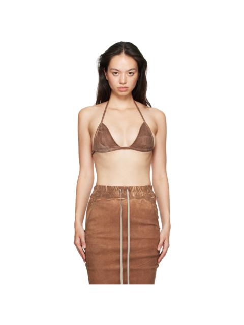 Rick Owens DRKSHDW Brown Porterville Foil Stretch Denim Bra