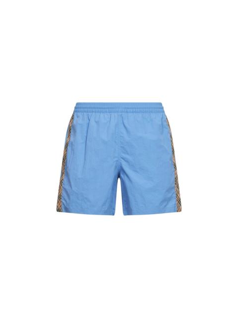 Burberry Burberry Men Cornflower Blue Nylon Swim Shorts With Check Trims