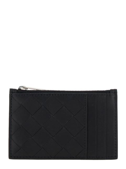 Bottega Veneta Men Black Card-Holder With Intreccio Motif In Leather Man