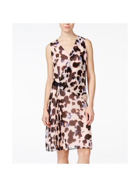 RACHEL Rachel Roy - Rachel Roy Chiffon Dot Printed Pink Blush Pleated Dress Peach Blossom Sz 8 NWT