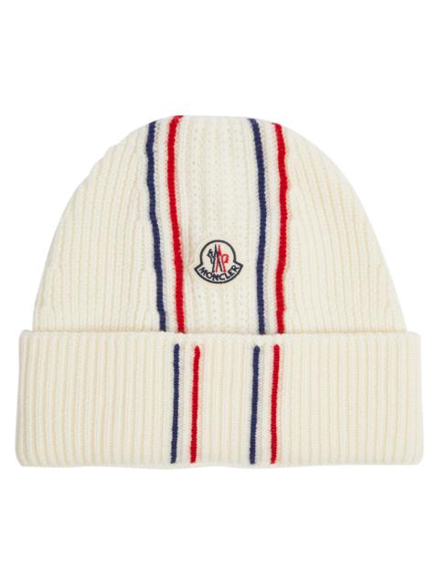 Striped ribbed wool beanie