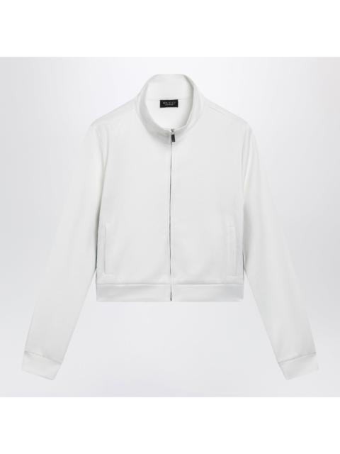 GUCCI Gucci Ribbed Cotton Jersey Zip Hoodie With Web In White Women