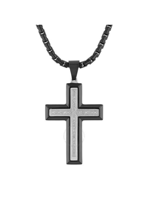 Other Designers Robert Alton 1/5 CTW Black and White Stainless Steel Men's Diamond Cross Necklace