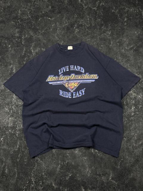 Other Designers Vintage 80s Harley Davidson Cafe 3d Emblem T Shirt Tee
