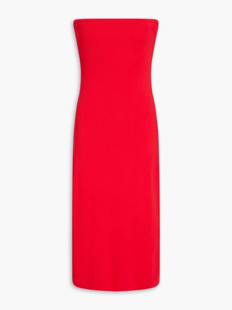 STAUD Canna strapless ribbed-knit midi dress