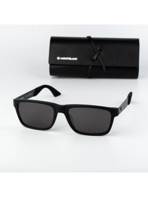 Montblanc Montblanc Men Sunglasses Matte Black Grey Rectangle MB0299S 005 NEW AUTHENTIC
