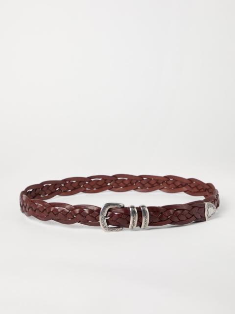 Brunello Cucinelli Braided calfskin belt with detailed buckle and tip