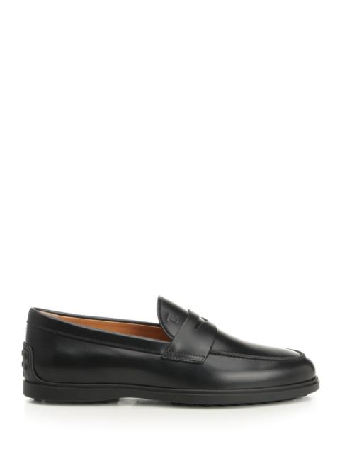 Tod's Leather Moccasin Loafers Black