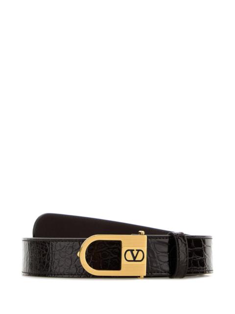 Valentino Dark brown leather VLogo Signature belt