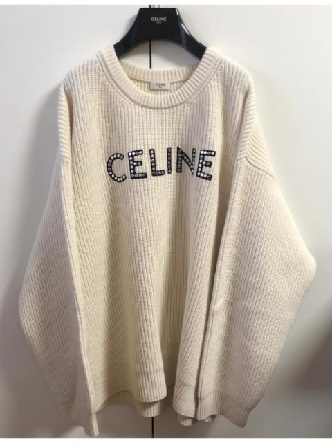 celine logo crest crew neck knit