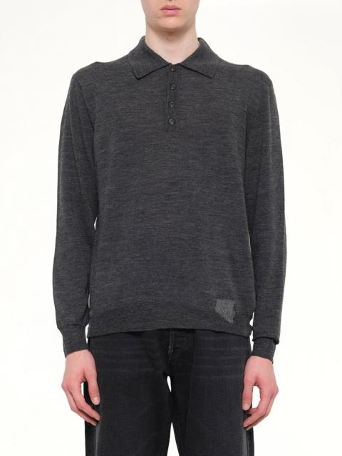 Maison Margiela Knit Polo in Medium Grey